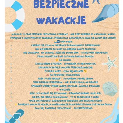 PLAKAT BEZPIECZNE WAKACJE